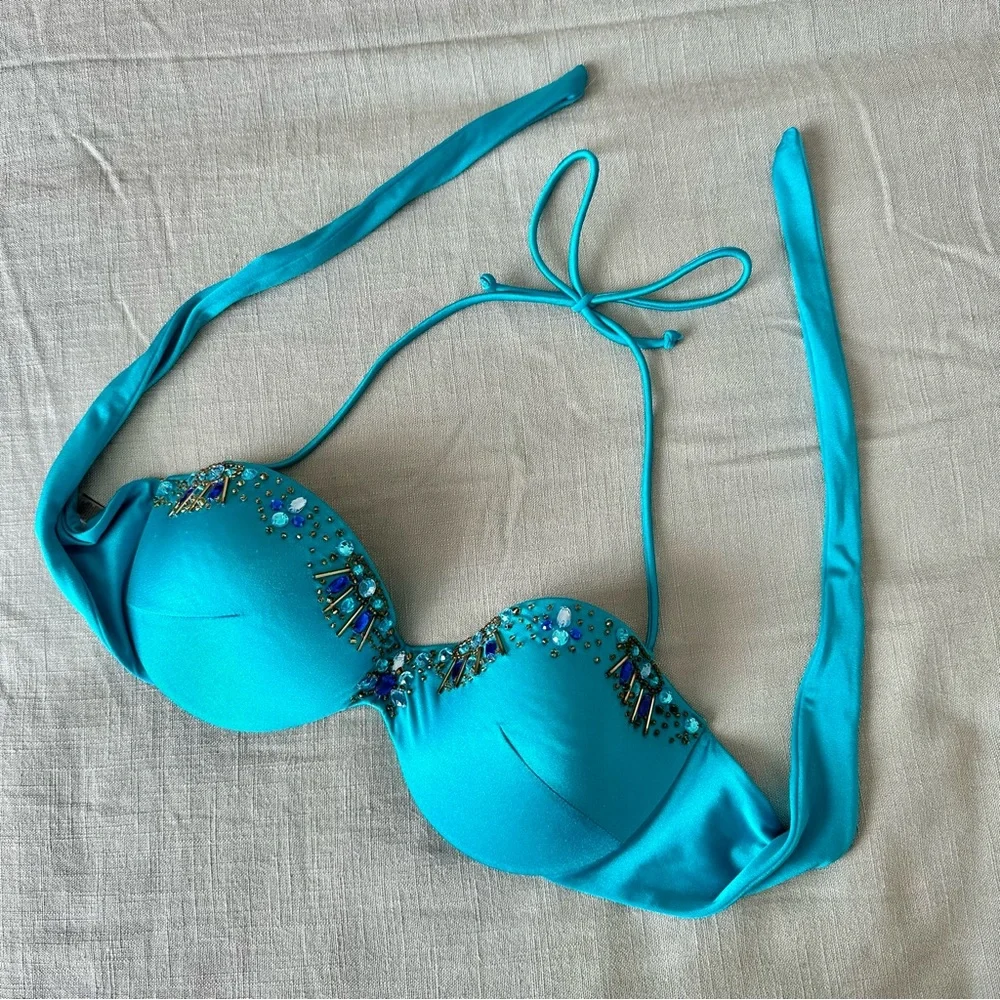 Victoria’s Secret Swim Teal Embellished Bikini Top - Picture 2 of 5